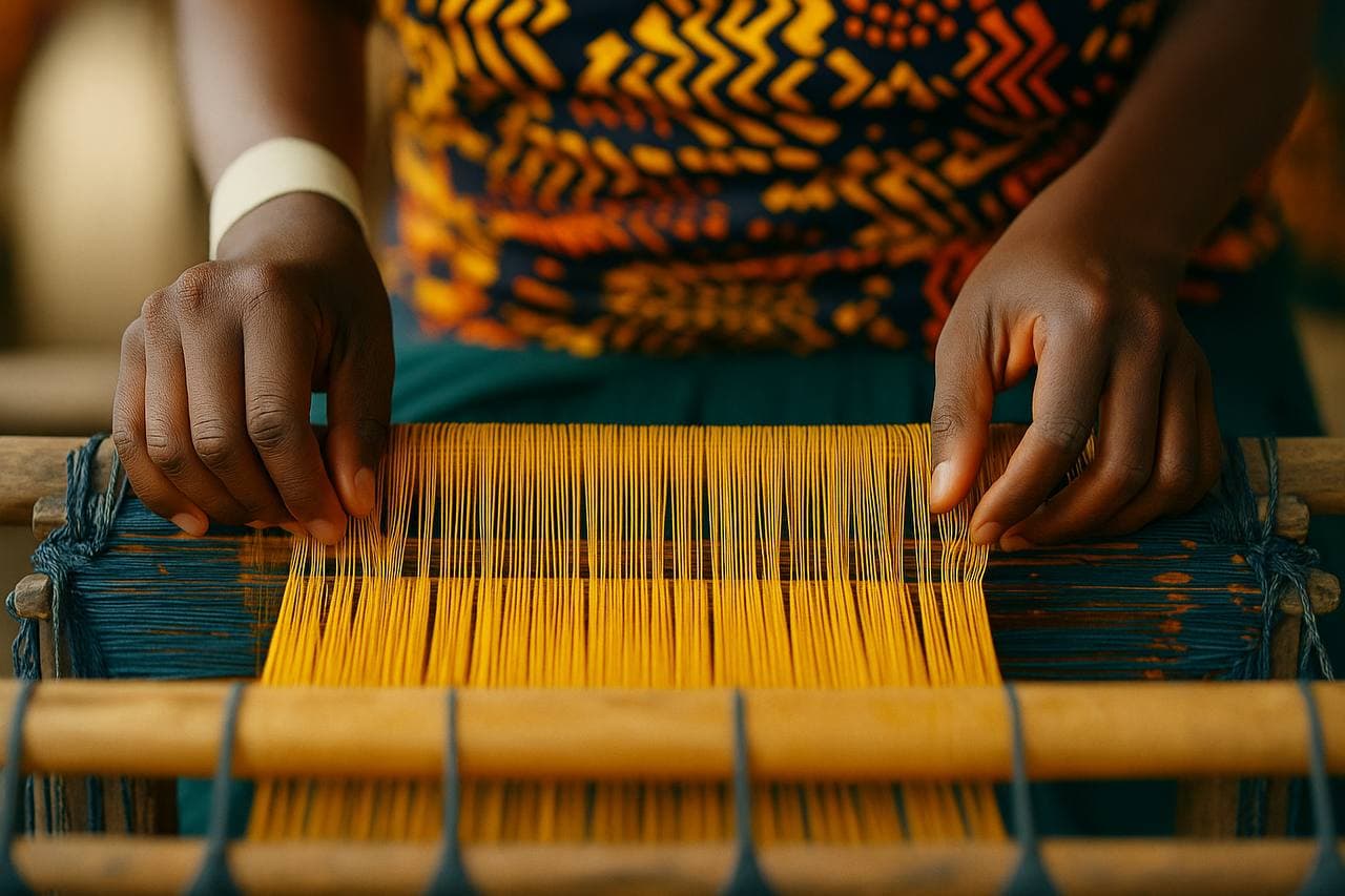 African artisans working on traditional crafts